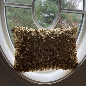 Gold sequence decorative pillow